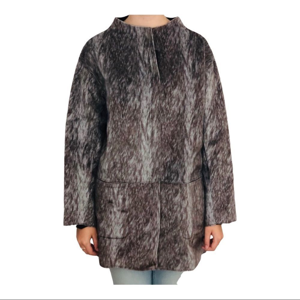 Munthe‎ Ecofriendly Faux Fur Reversible Oversized Coat Sz 42/10